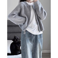 森馬（Semir）灰色短款毛衣外套女裝秋冬2025新款寬松加厚拉鏈開(kāi)衫長(cháng)袖針織上衣 灰色 S 【建議70/85斤】