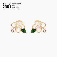 茜子（She's）shes茜子手工滴油梔子花耳釘女夏氣質(zhì)感輕奢耳環(huán)時尚耳墜耳飾 奶油白H0