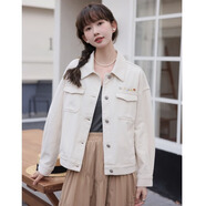 MOUTH MOVEMENT原宿港風(fēng)寬松刺繡工裝牛仔短外套女春新款高級感甜美減齡氣質(zhì)上衣 圖片色 S