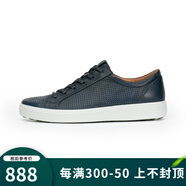 愛步（ECCO）【JD物流】 Soft 7 M 休閑皮鞋男系帶舒適休閑板鞋男 柔酷7號(hào) 01048-海軍藍(lán) 39