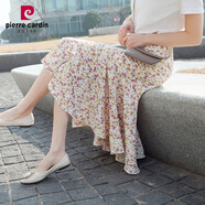 皮爾卡丹（pierre cardin）雪紡碎花半身裙女夏季2024年新款顯瘦中長款魚尾裙高級感裙子 橙紅色碎花 2201 S 1尺9