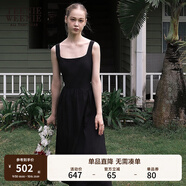 Teenie Weenie小熊白色連衣裙2025夏季新款優(yōu)雅氣質(zhì)黑色法式連身裙 黑色 XS