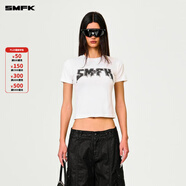 SMFK金屬搖滾修身Tee短袖t恤歐美字母印花短款上衣女DT010B2/W2/LG2 雪山白 S