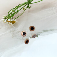 DRJEFUN黑色中性鈦鋼羅馬耳釘女氣質(zhì)韓國簡(jiǎn)約精致冷淡風(fēng)耳 AM1644羅馬圓形0.8cm*2對