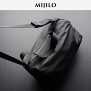 MIJILO米基洛男士斜挎包機(jī)能工裝潮牌單肩包大容量背包男郵差包通勤 黑色13L【無鞋倉】