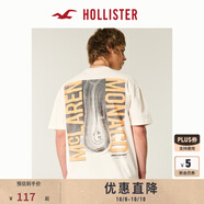 HOLLISTER25夏季情侶高街重磅棉質(zhì)廓形T恤男裝女裝KI323-5111 奶油色印花 M (180/100A)