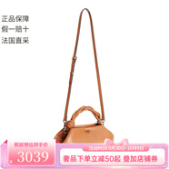 GANNIBOU女士再生皮革金屬徽標(biāo)六邊形單肩包/手提包 焦糖色