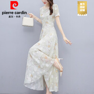 皮爾卡丹（PIERRE CARDIN）碎花休閑連衣裙夏季2025新款時(shí)尚氣質(zhì)遮腹洋氣夏天顯瘦母親長裙女 廣州十三行連衣裙杏色 2XL 母親節(jié)禮物實(shí)用送媽媽 十三0-145斤