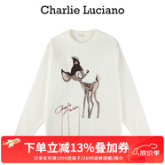 Charlie Luciano小鹿毛衣春季新款原創(chuàng)學(xué)院風(fēng)休閑情侶同款白色百搭cl外套女 小鹿毛衣 S