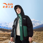 安踏兒童三防科技羽絨服冬季新款男大童加厚返熱科技外套中大童面包服 夢幻黑-1 130