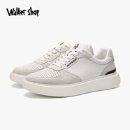 Walker Shop 品牌鞋子男休閑鞋時(shí)尚百搭小白鞋打孔透氣輕盈軟底運動(dòng)板鞋男 白灰色 38