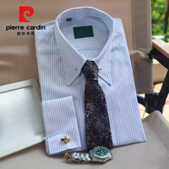 皮爾卡丹（pierre cardin）英式領(lǐng)針?lè )ㄊ叫淇勰幸r衫商務(wù)古典帝國領(lǐng)白色細紋免燙超抗皺 尊貴白色細紋 2XL
