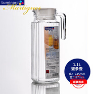 樂美雅玻璃冷水壺扎壺涼水杯耐熱茶壺家用套裝涼水壺 1.1L豎條壺