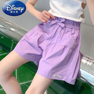 迪士尼（Disney）女童超短褲夏季2024新款中大童休閑外穿褲子女高腰薄款夏天五分褲 圖片色 120