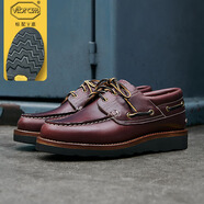 玩累了的孩子·Boat Shoes 莫卡辛船鞋  美國(guó)Horween CXL皮 輕量發(fā)泡V底 美國(guó)Horween CXL 酒紅C1 40