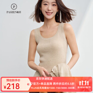 帕什羊絨吊帶女100%山羊絨純色修身百搭針織背心PS-131 無染色米駝 M （90-110斤）
