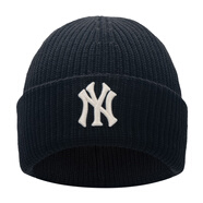 MLB官方男女帽子情侶秋冬25新款保暖毛線(xiàn)帽針織絨線(xiàn)帽圣誕禮物 紐約洋基隊/黑色 F