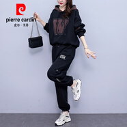 皮爾卡丹大l碼休閑運動服套裝女2025春秋新款胖mm巨顯瘦遮肉時尚衛(wèi)衣針織 圖片色  2XL【建議130-150斤】