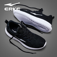 鴻星爾克（ERKE）運動(dòng)鞋男士秋網(wǎng)面透氣跑步鞋軟底減震百搭官方休閑輕便旅游鞋子 正黑/正白 39