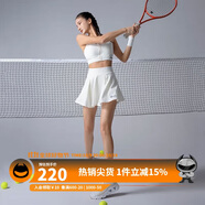 Monster Guardians運動半身裙女 高腰顯瘦雙層打底防走光戶外休閑網(wǎng)球短裙 本白色 M