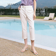 WANDIAN婉甸月白色小喇叭褲夏季新品棉彈微辣休閑褲1232P29SX5 月白色 XS