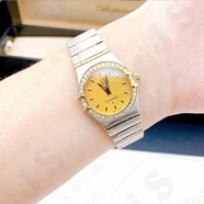 【二手99新】歐米茄（OMEGA）女表星座系列機(jī)械石英表18k黃金外圈鑲鉆女士腕表二手奢侈品 1267.10.00金盤條釘外圈原鉆22.5