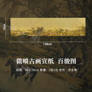 一海堂文化宣紙文房四寶中國風(fēng)古風(fēng)書法創(chuàng)作參展正面不洇背面不透 微噴古畫宣紙-百駿圖 34*138cm 5張/包