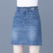 BJORN MOAN2025新款夏季半身牛仔短裙女防走光高腰百搭a字顯瘦包臀一步 618款 M 建議96-105斤