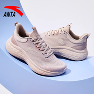安踏（ANTA）跑步鞋女鞋夏季新款賈卡網(wǎng)面透氣軟底跳繩運動鞋輕便百搭休閑鞋女 藕灰/膚粉色-4 38.5