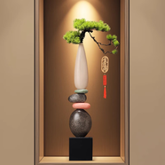 赟婭石來運(yùn)轉(zhuǎn)客廳落地擺件輕奢家居玄關(guān)電視柜沙發(fā)旁邊大型招財裝飾品 迎客松陶瓷石來運(yùn)轉(zhuǎn)