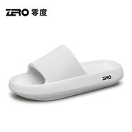 零度拖鞋男2025秋冬新款舒適緩震回彈防滑軟彈踩屎感輕便一字涼拖鞋男 白色 39