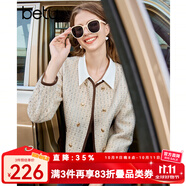 百圖betu女裝秋季新款短外套ins風(fēng)短款雙排扣小香風(fēng)外套女2309T99 杏色 S