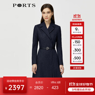 PORTS寶姿秋冬新品女裝長(cháng)袖中長(cháng)連衣裙ALM9N013LCF030 丈青-1 XL (10)