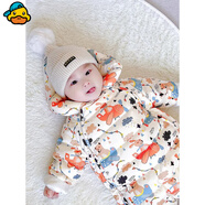 G.DUCKKIDS小黃鴨嬰兒羽絨服連體衣冬季外出抱衣男女寶寶冬裝衣服新生幼兒爬 飛機(jī)圖羽絨服+手腳套 66 cm 適合(0-6個(gè)月)