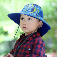 SUNDAY AFTERNOONS兒童男孩女孩防曬帽嬰兒寶寶戶(hù)外沙灘太陽(yáng)大檐魚(yú)尾遮陽(yáng)帽防水透氣 藍色小魚(yú)丨推薦款 M（建議年齡2-5歲) 50-53cm