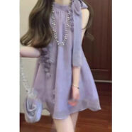 何健弓紫淑女裝度假風(fēng)超好看絕美紫色露肩掛脖連衣裙漂亮獨特氣質(zhì)寬松a 紫色 高品質(zhì) L  建議11513斤