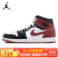 耐克NIKE男子休閑鞋喬丹AJ1 JORDAN1中幫運(yùn)動(dòng)鞋HF3216-102黑白紅42