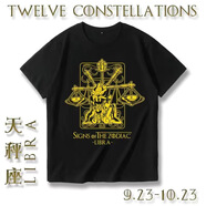 嘉曄十二星座t恤衣服男百搭黃金圣衣動(dòng)漫印花潮情侶短袖體恤衫 天秤座 XL