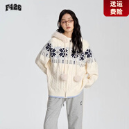 AXRGf426毛衣2024早秋冬國(guó)潮牌秋季新款情侶嘻哈連帽毛領(lǐng)費(fèi)爾島毛衣 杏色 M  90-110斤