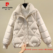皮爾卡丹（pierre cardin）品牌高檔羽絨棉衣棉服外套女短款2025新款冬季寬松加厚立領(lǐng)棉襖子 米白色 M 85-105斤