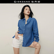 佐丹奴【韓國(guó)明星同款】知性文藝寬松長(zhǎng)袖亞麻襯衫女05345497
