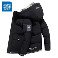 真維斯（Jeanswest）王一博代言棉服男秋冬季新款加棉加厚保暖羽面包絨外套棉衣 黑色 2XL （建議體重130-150斤）