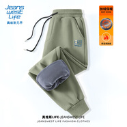 JEANSWEST LIFE真維斯加絨休閑褲男士2025冬季運動(dòng)男款褲子雙層加厚保暖束腳褲男