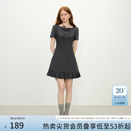 范思藍(lán)恩氣質(zhì)辣妹短袖連衣裙女2025夏新款收腰拼接百褶裙子2062 灰色 M