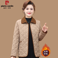 皮爾卡丹（pierre cardin）媽m秋冬外套洋氣小棉襖輕薄上衣服2024新款中年女冬季羽絨棉服 卡其色 3XL 建議120-135斤