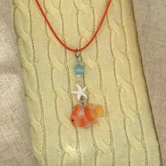 薇施妮（WEISHINI）冰川藍頑皮小丑魚(yú)項鏈女小眾設計感貓眼石串珠吊墜海星頸鏈鎖骨鏈 橘色小丑魚(yú)項鏈