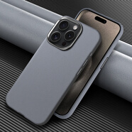 卓魚 蘋果15手機(jī)殼皮套iPhone15ProMax防摔保護(hù)套皮質(zhì)全包硅膠軟殼高檔商務(wù)輕奢卡拉夫紋后蓋 【灰色】素皮 蘋果15plus