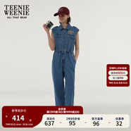 Teenie Weenie小熊女裝無袖背心連體衣牛仔褲長褲復(fù)古美式時髦女 中藍(lán)色 S (160)