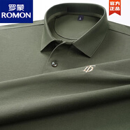 羅蒙（ROMON）商務(wù)休閑短袖polo.衫男中青年翻領(lǐng)刺繡半袖時尚體恤 深竹綠 52/XL