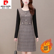 皮爾卡丹（pierre cardin）23年新款加絨加厚洋氣質(zhì)格子連衣裙女長(cháng)袖年秋冬新款顯瘦假兩件打 卡其色加絨款【面料】 3XL 【118-128斤以?xún)取?
                                         title=